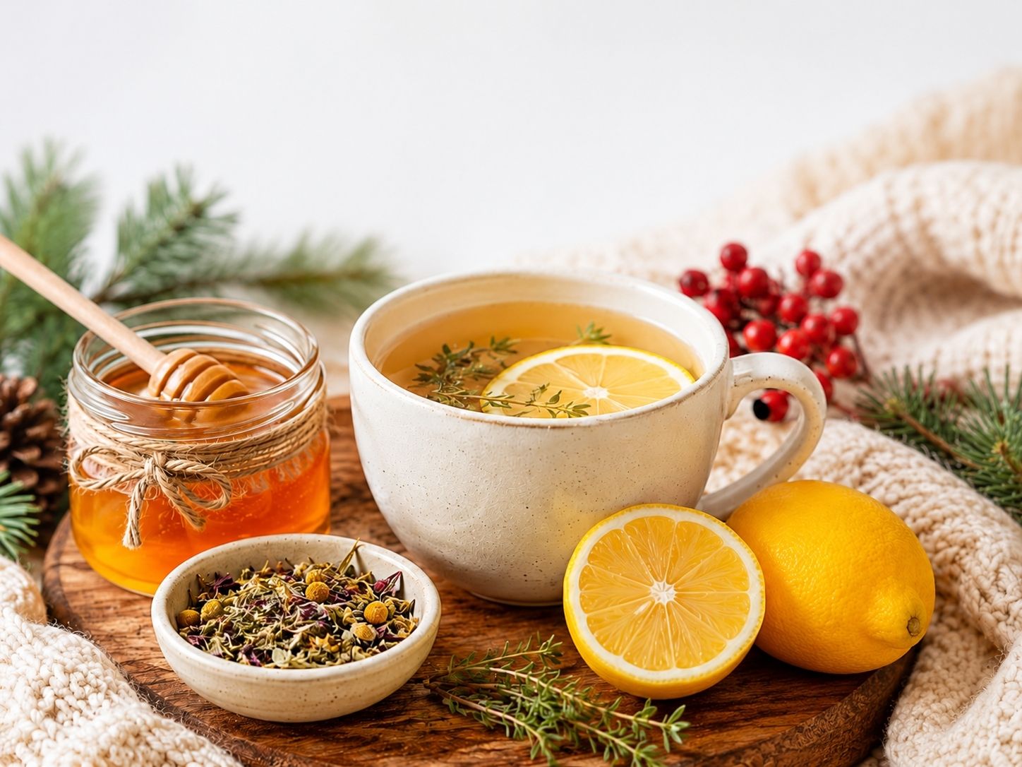 Herbal Tea, Honey & Lemon for Winter Season