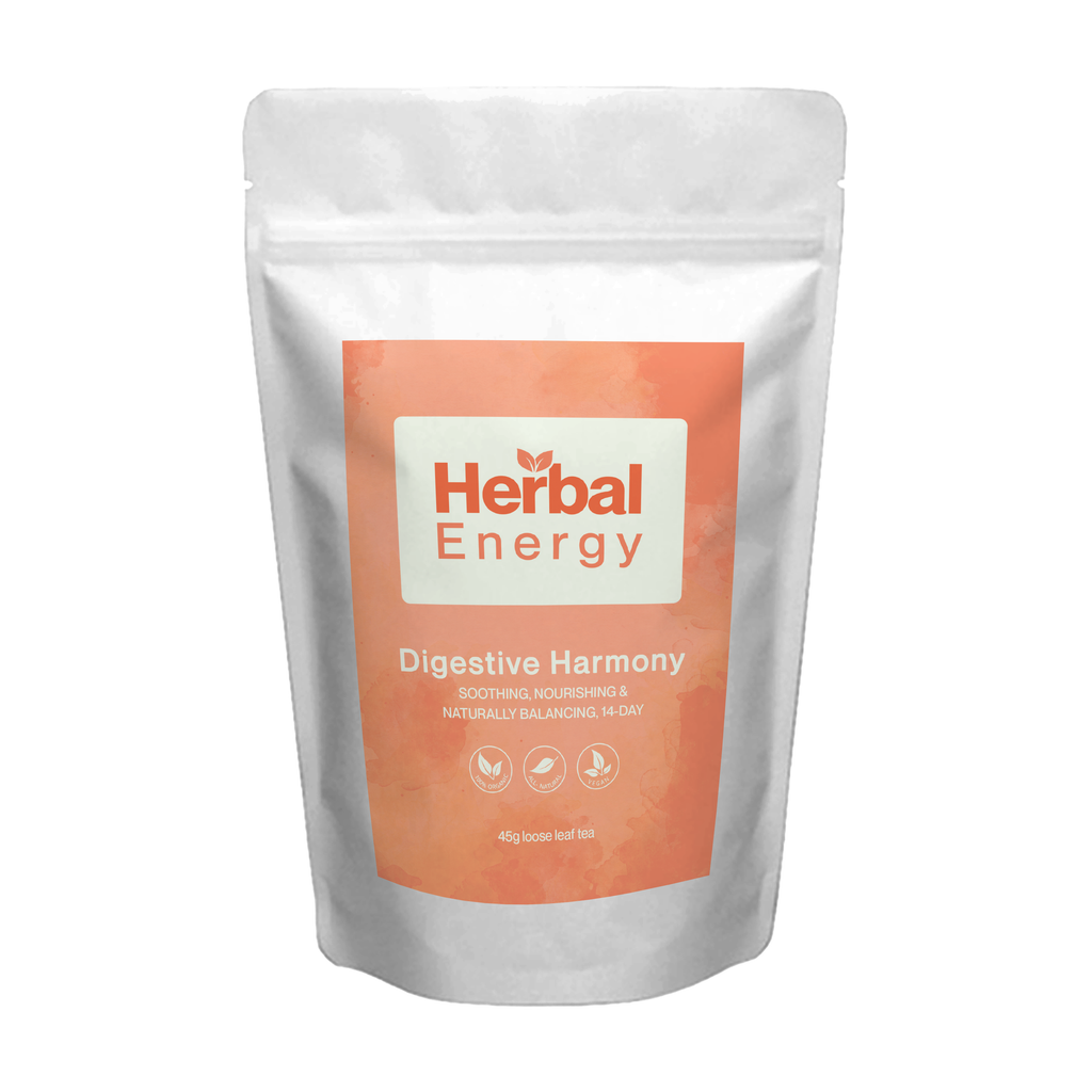 Herbal Energy Digestive Harmony organic herbal tea bag with label