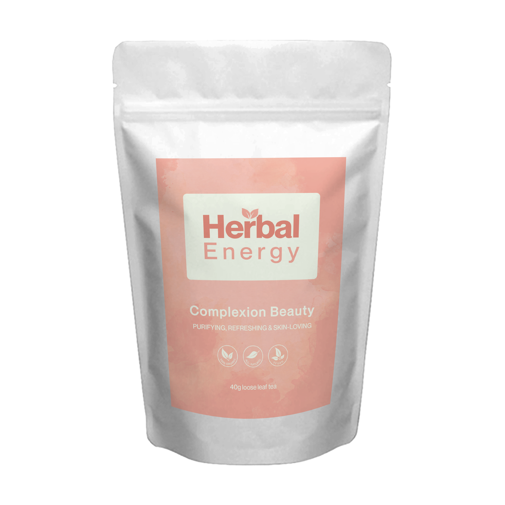 Herbal Energy Complexion Beauty organic herbal tea pouch with label