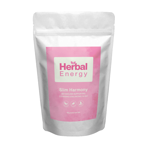 Herbal Energy Slim Harmony organic herbal tea pouch with product name